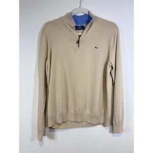 Vineyard Vines Performance Quarter-Zip Sweater Medium Beige